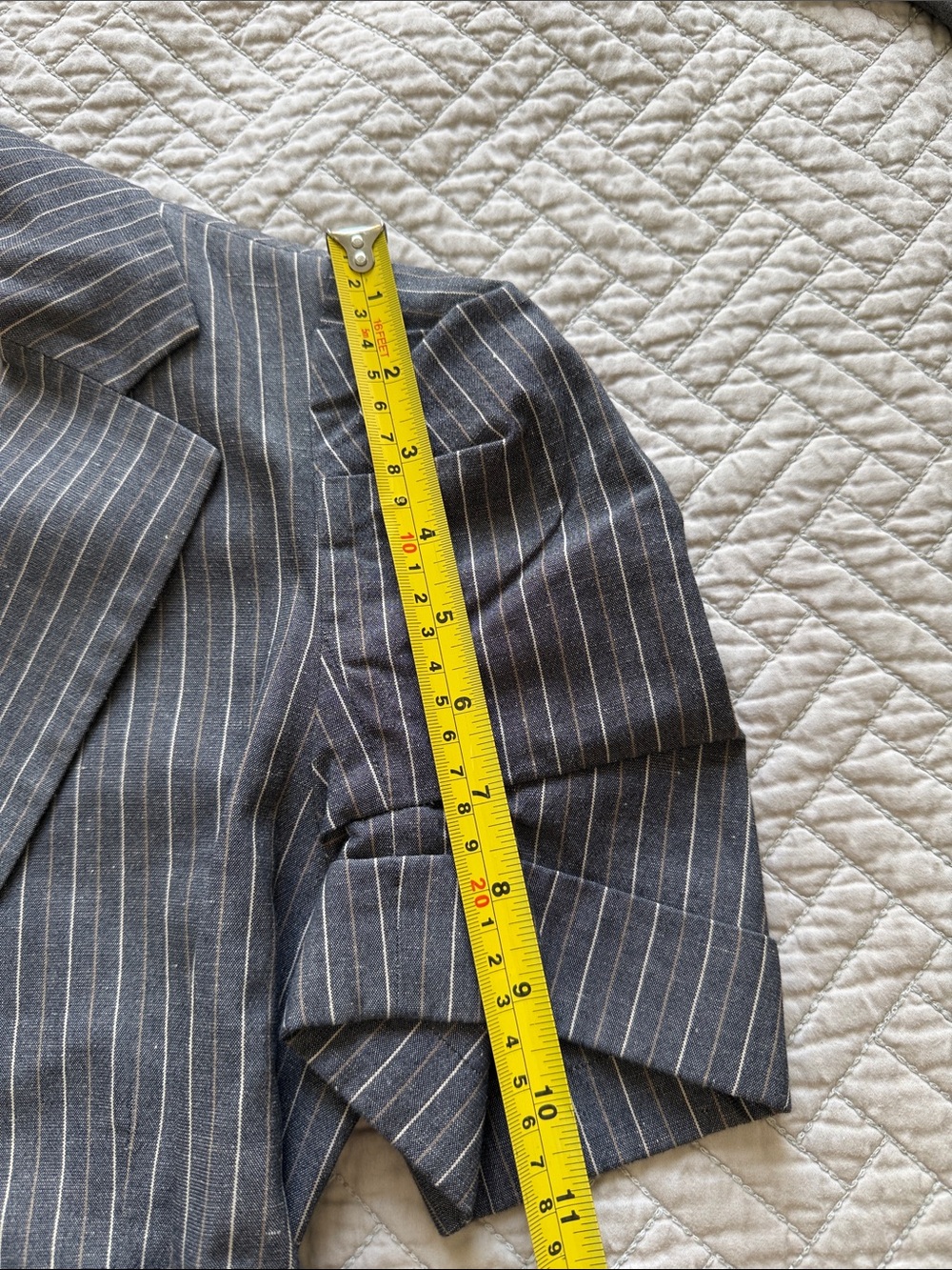 BCBGMaxAzria LARISSA Gray Pinstripe Short-Sleeve Belted Blazer Size S - Picture 8 of 11